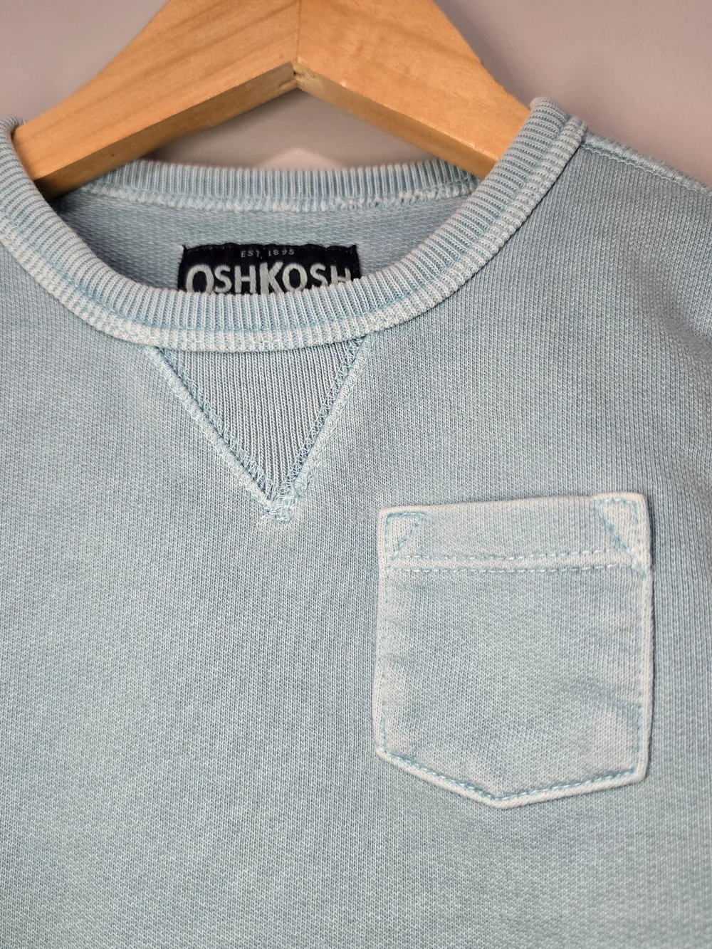 OshKosh Baby Blue Crewneck Sweatshirt with Chest Pocket